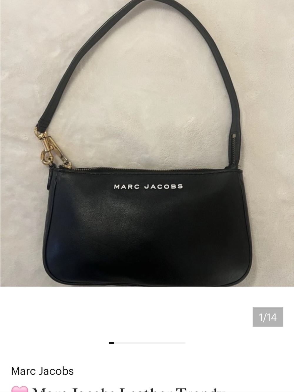 🩷 Marc Jacobs Leather Trendy
City Slick Shoulder Bag Pochette Black/Gold 💚
